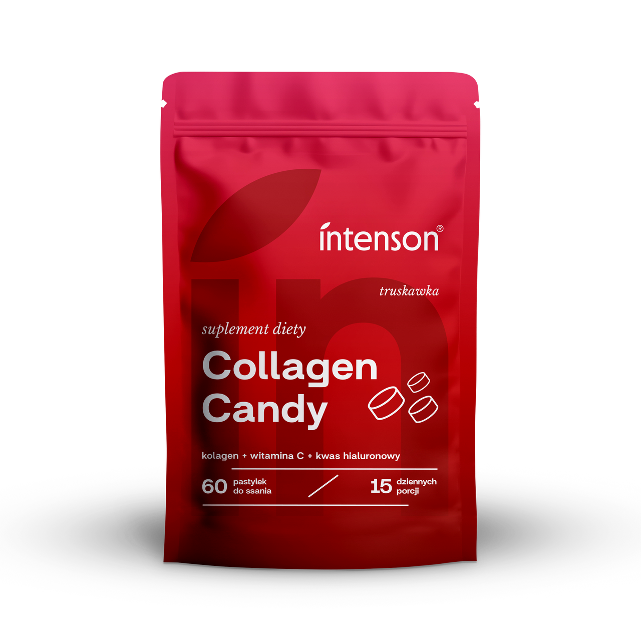 Kolagen Candy do ssania o smaku truskawkowym, 60 tabletek - Intenson.pl