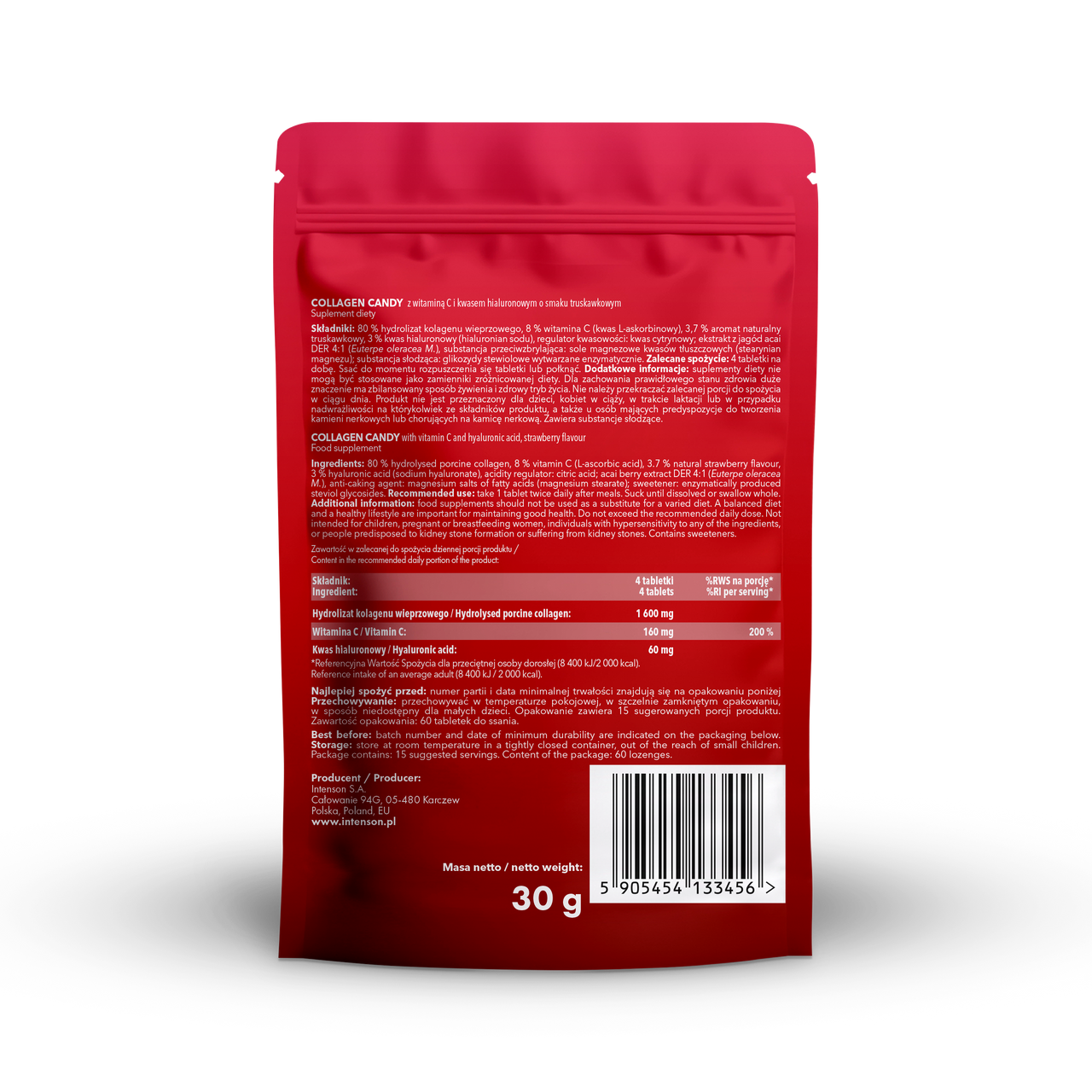 Intenson Collagen Candy Truskawka, 60 tabletek - Intenson.pl