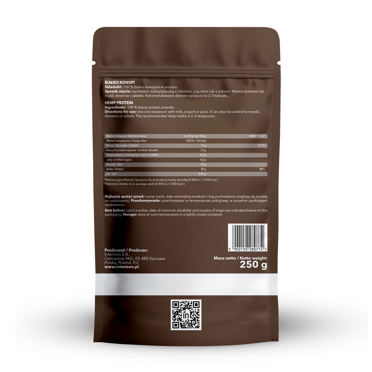 Intenson Białko Konopne 250g - Intenson.pl