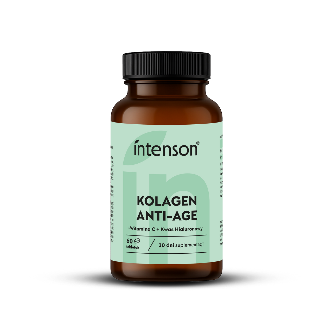 Kolagen Anti-Age z kwasem hialuronowym i witaminą C 500mg, 60 tabletek - Intenson.pl
