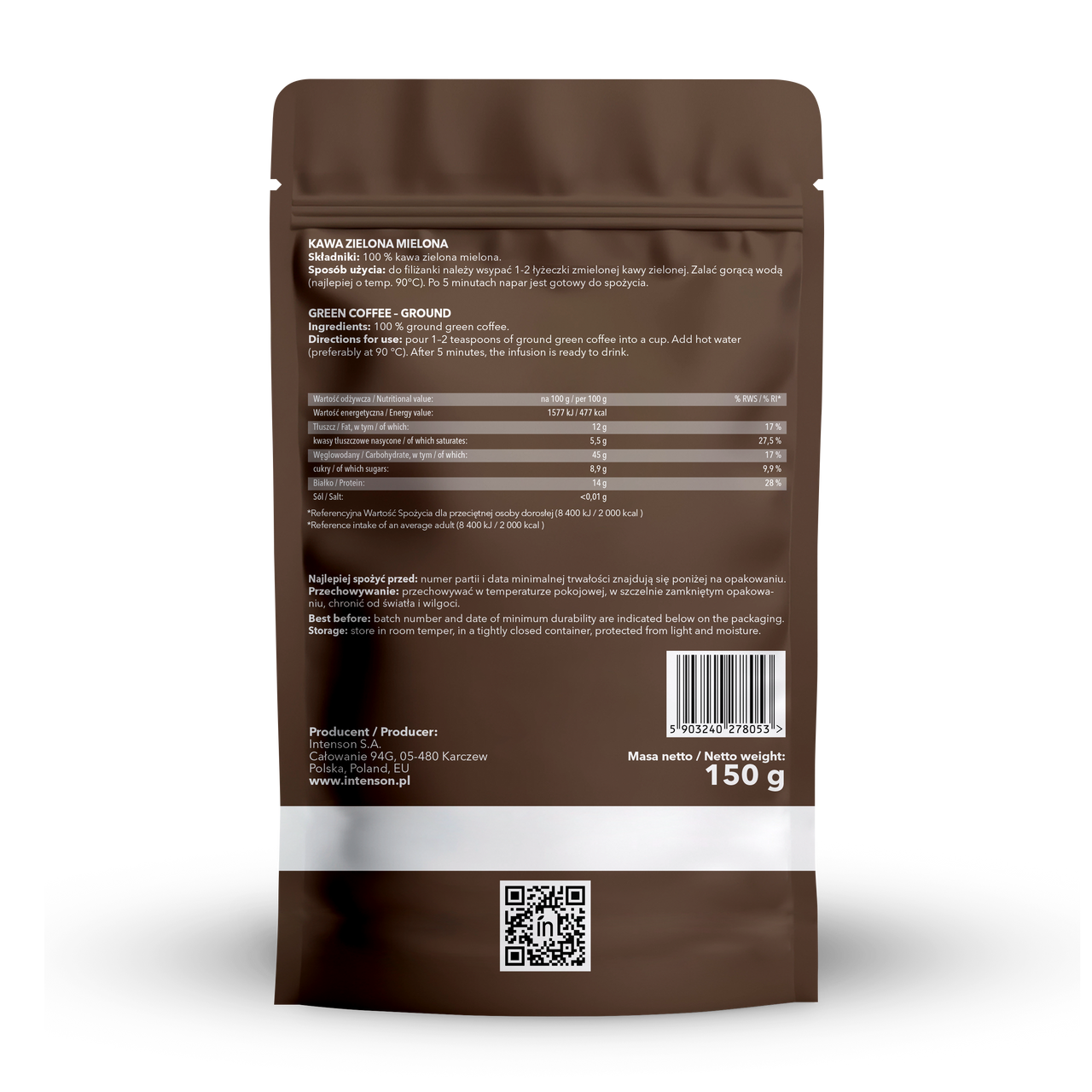 Intenson Kawa Zielona mielona 250g - Intenson.pl