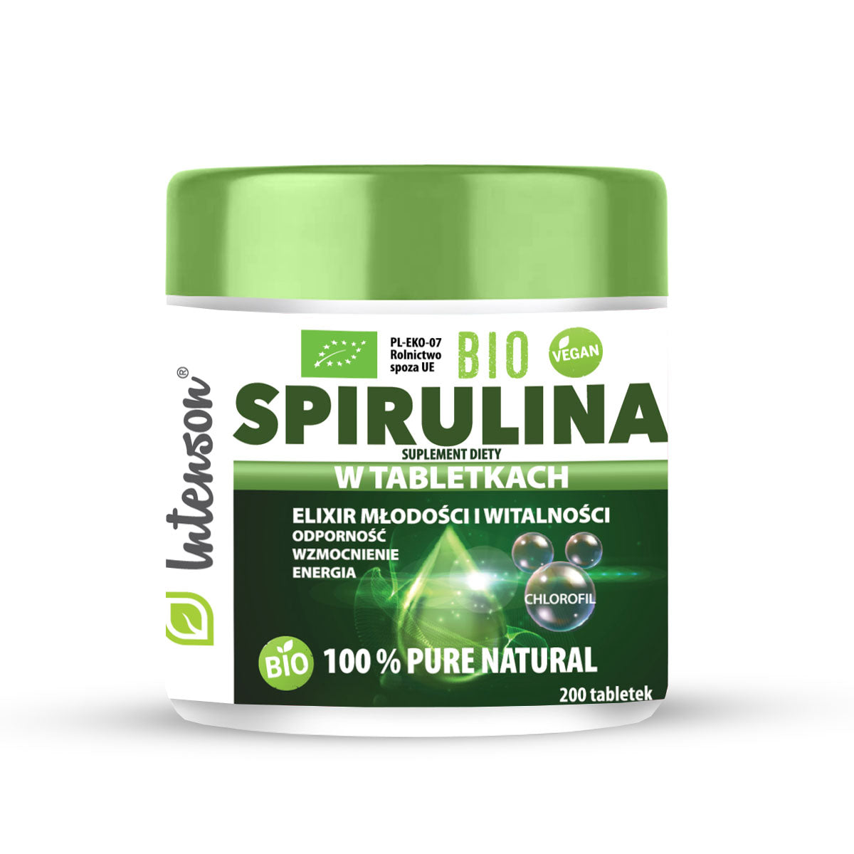 Bio spirulina 100% 200 tabletek - Intenson.pl