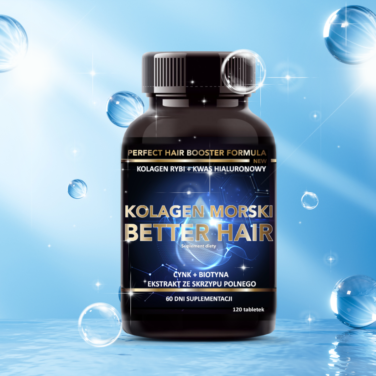 Kolagen morski Better Hair +wit C + kwas hialuronowy 120 tabletek - Intenson.pl