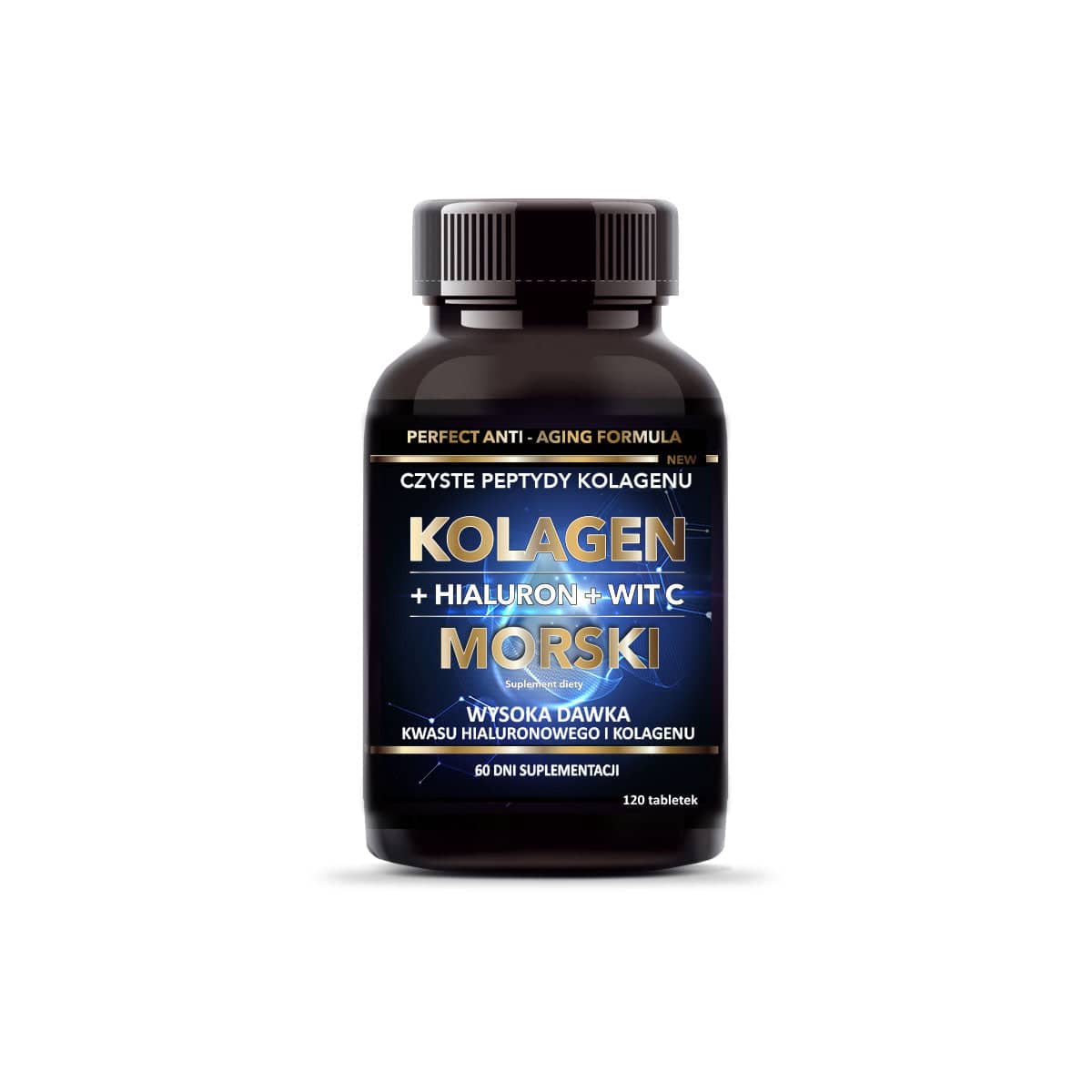 Kolagen morski + hialuron + witamina C 500 mg - 120 tabletek - Intenson.pl